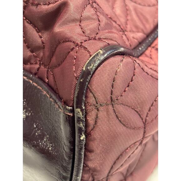 Women's Vera Bradley Quilted Burgundy Patent Leather Duffle Doctor Bag, GUC - Picture 8 of 9
